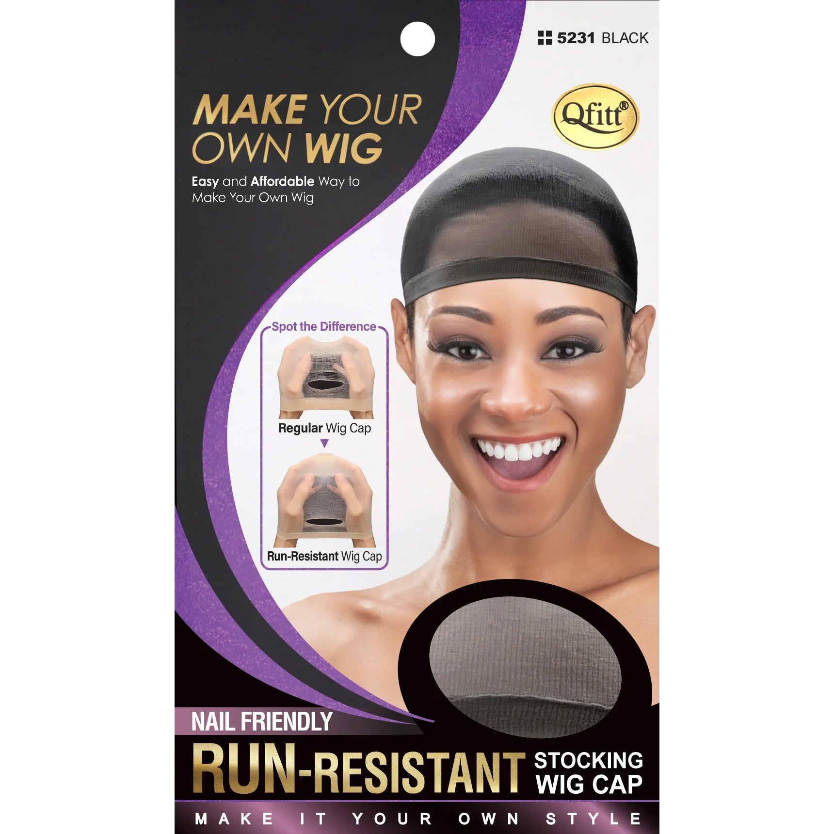 Qfitt-Nail-Friendly-Run-Resistant-Stocking-Wig-Cap-Black