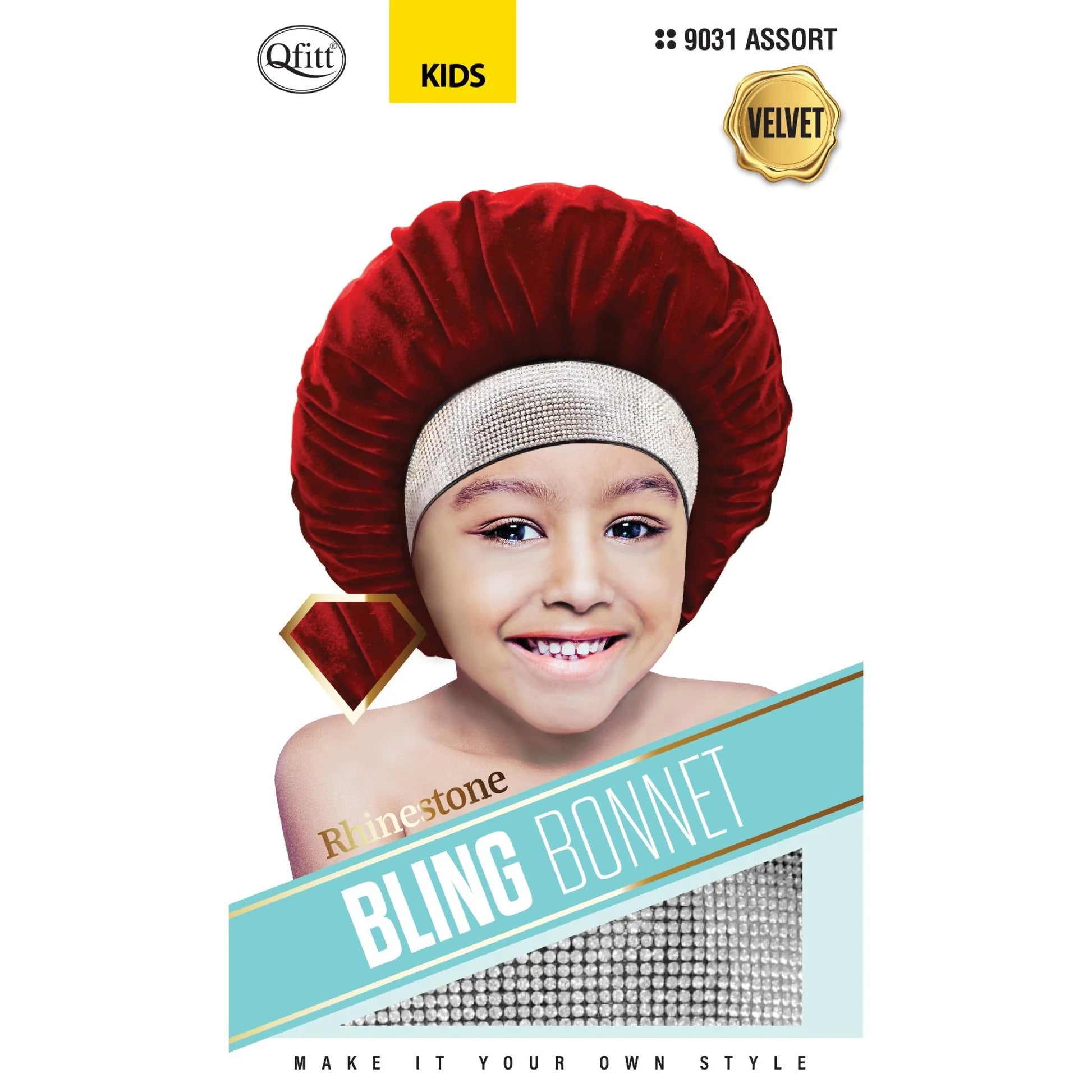 Qfitt-Bling-Bonnet-Velvet-Stone-AssortKids-12PK