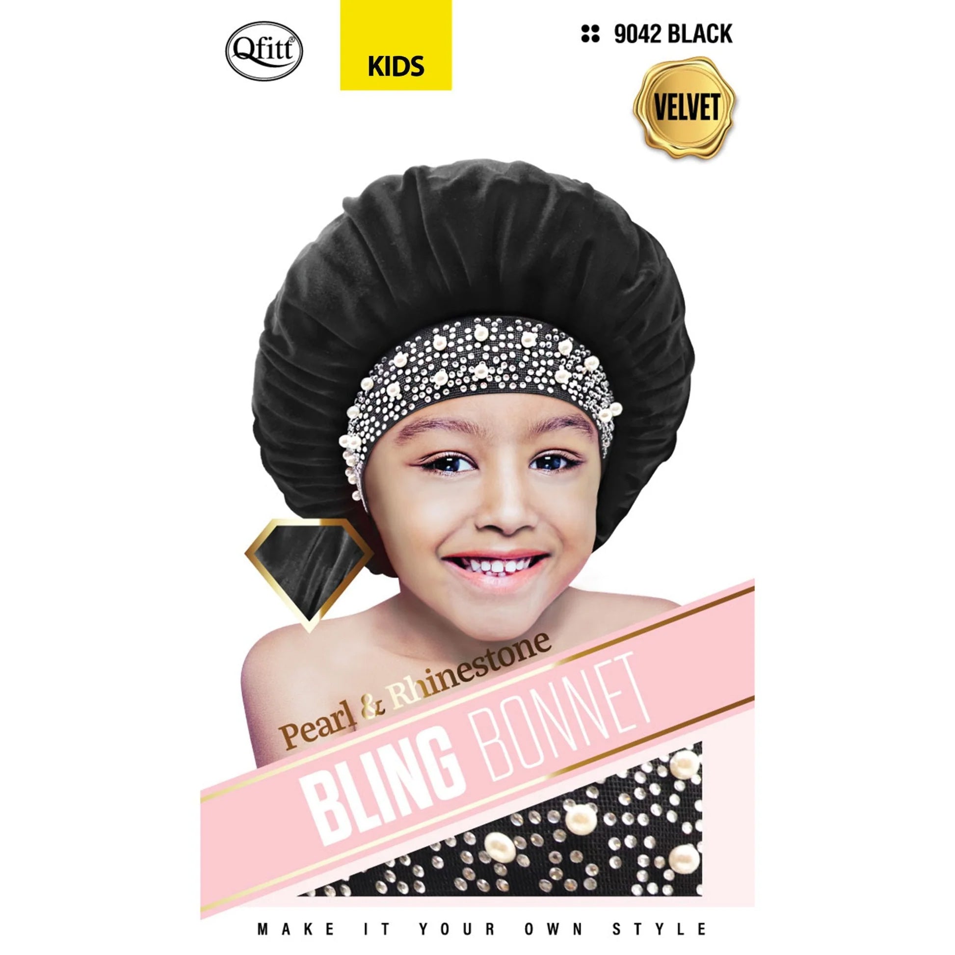 Qfitt-Bling-Bonnet-Velvet-Pearl-BlackKids