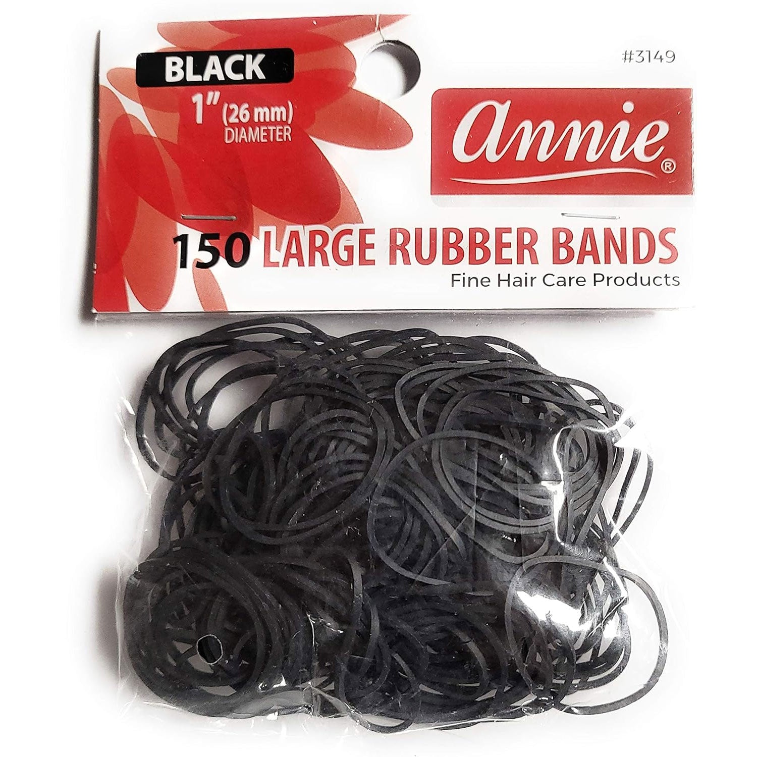 Annie-Black-Rubber-Bands-Black-150-Count
