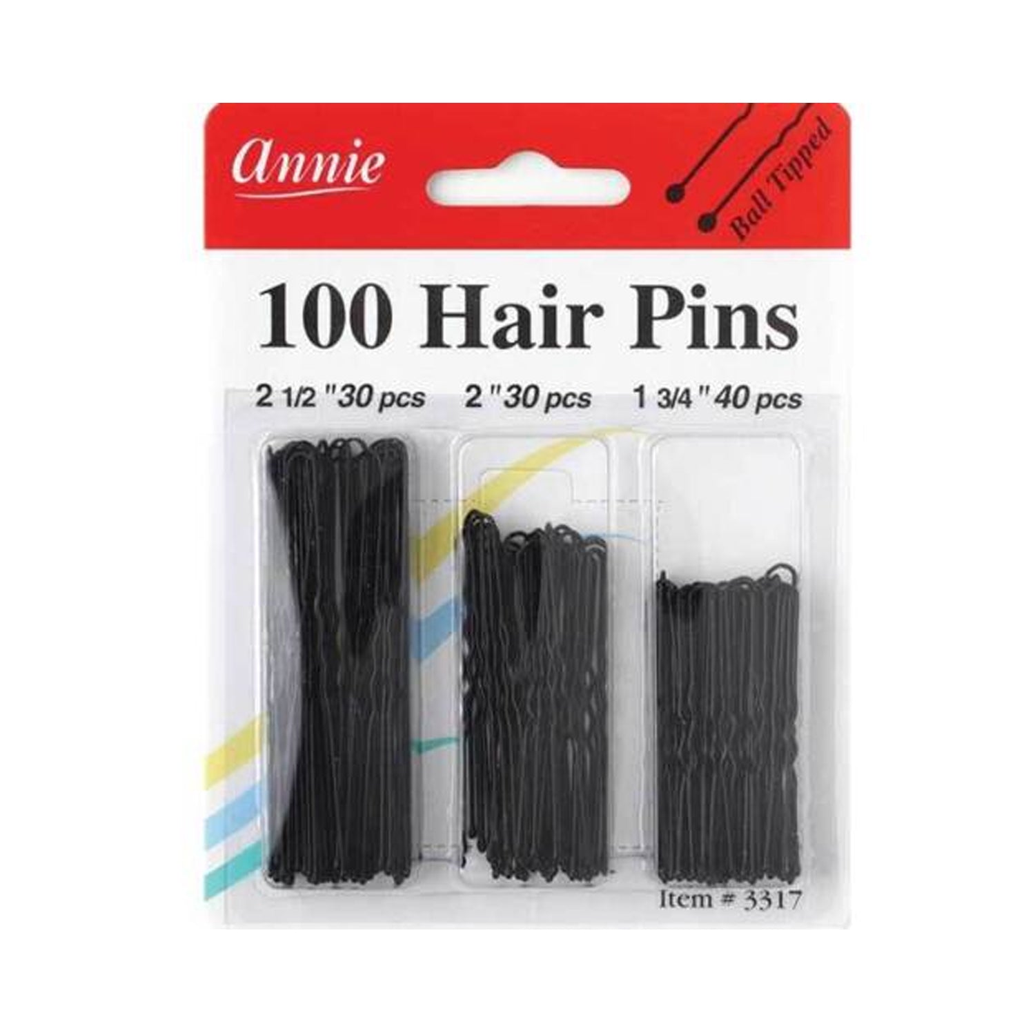 Annie-100-Hair-Pins-Assorted-Size-25-2-175-Black