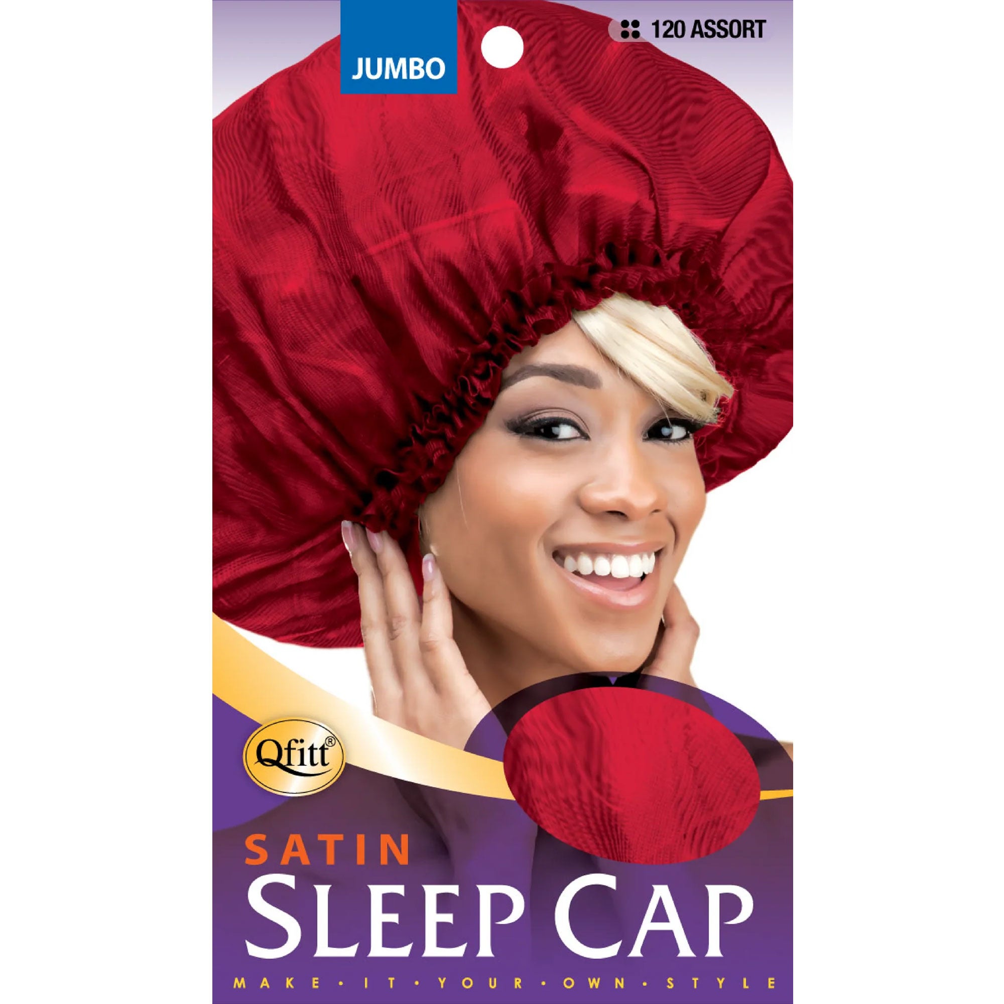 Qfitt-Satin-Sleep-Cap-Super-Jumbo-Assorted-Color-12PK