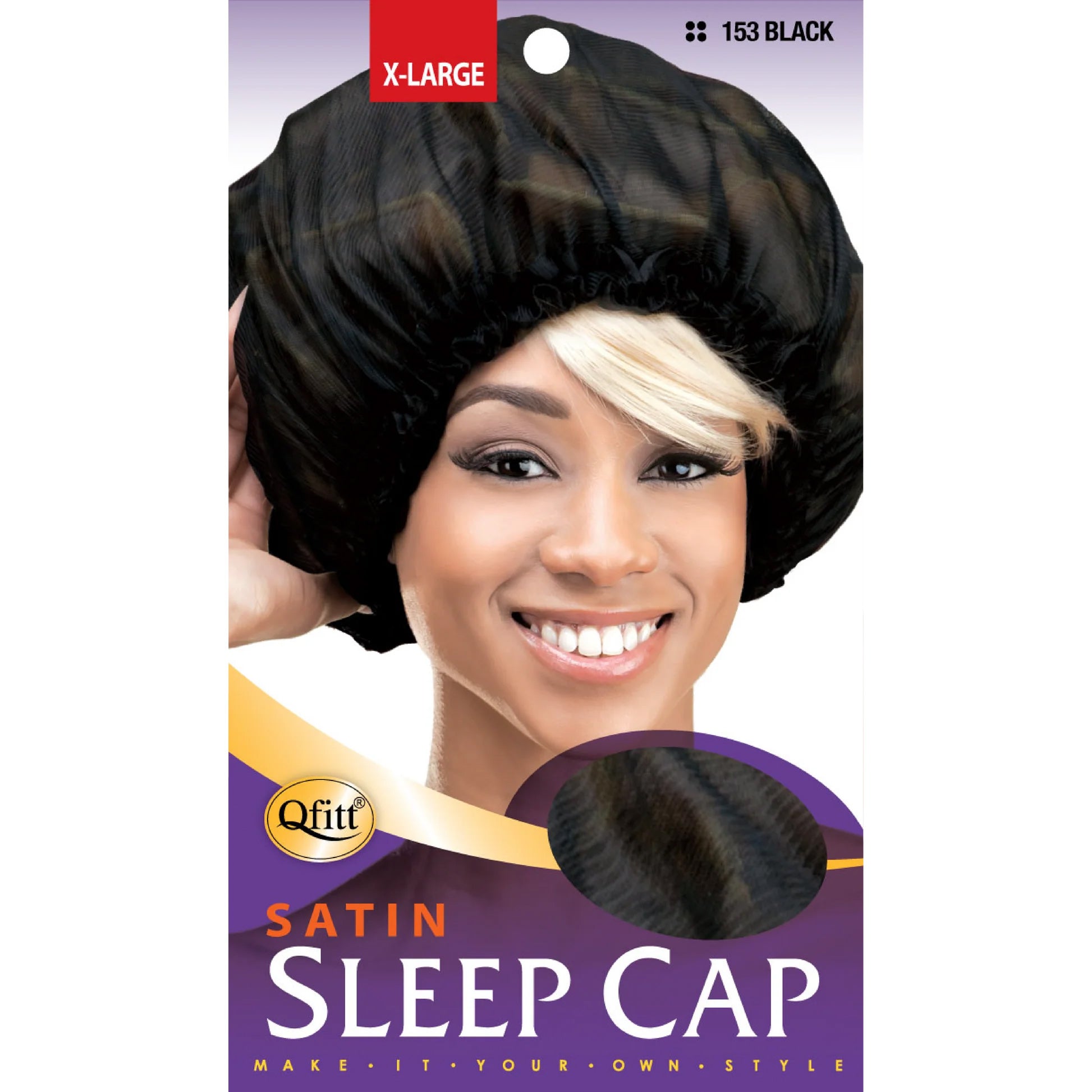 Qfitt-Satin-Sleep-Cap-X-Large-Black