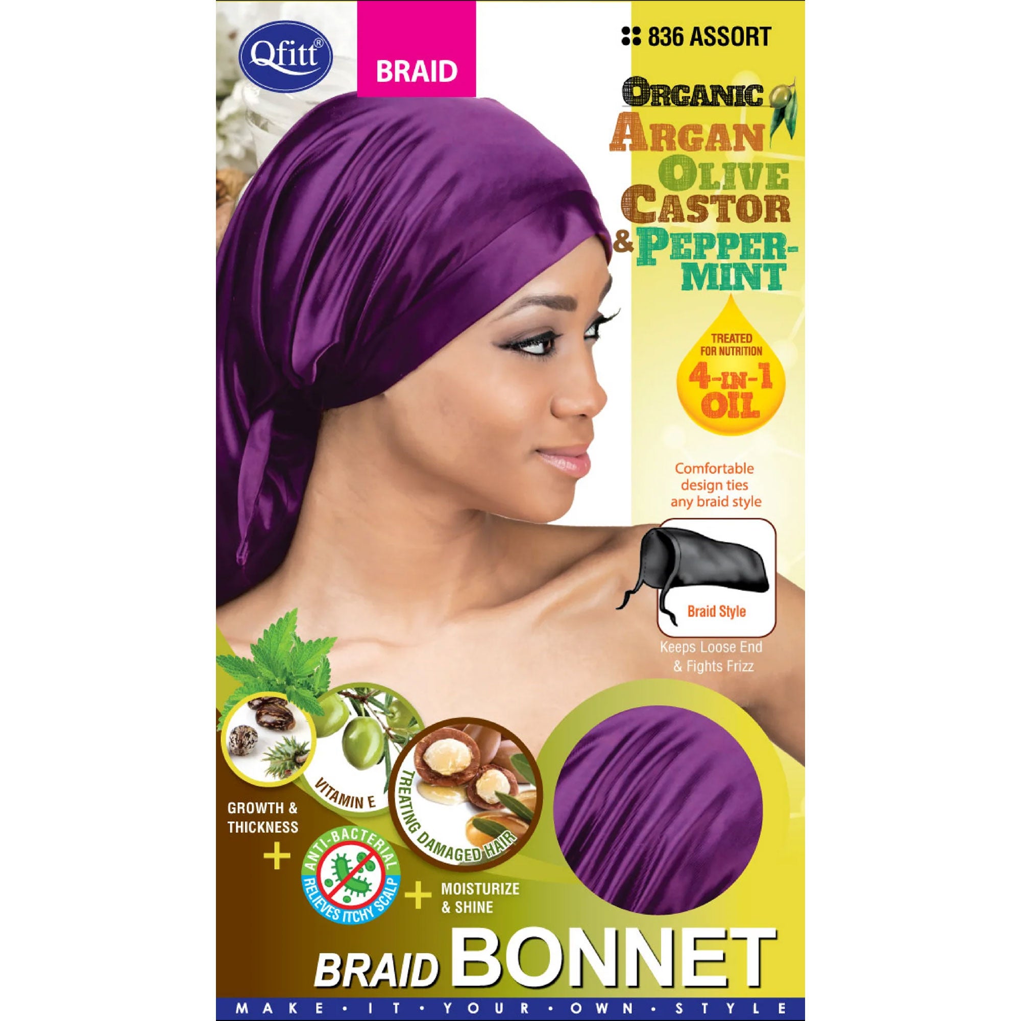 Qfitt-Organic-Braid-Bonnet-Assorted-Color-12PK