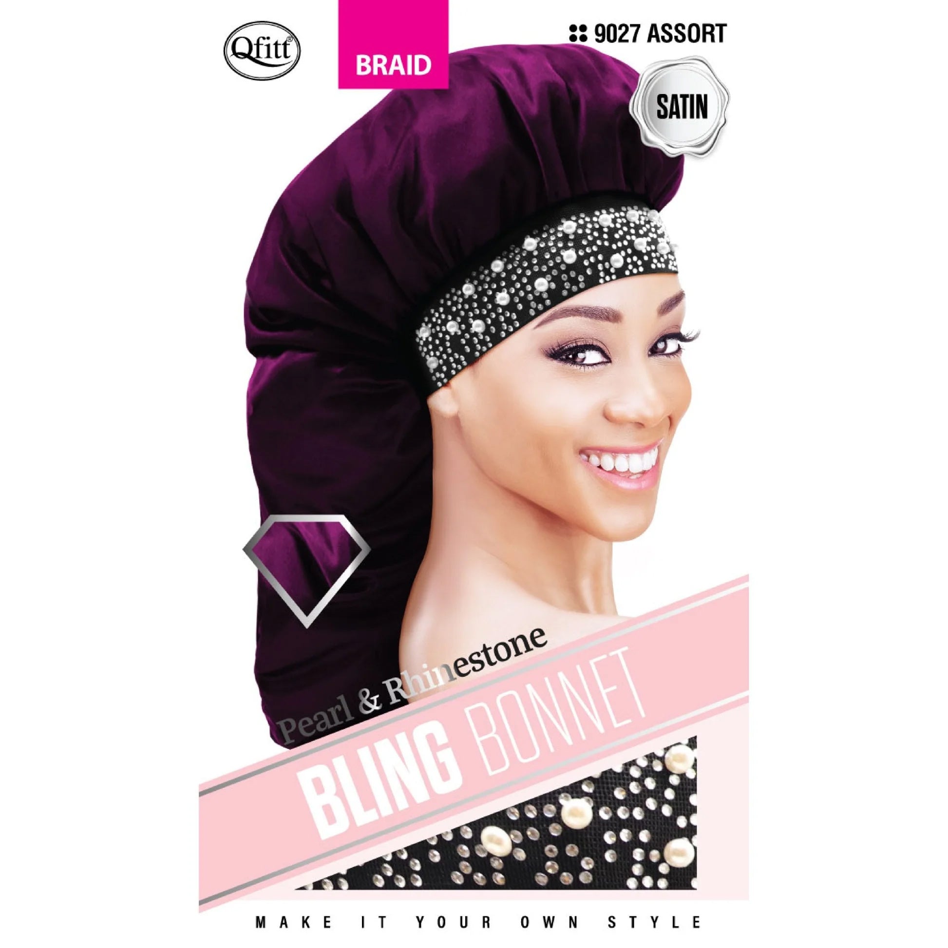 Qfitt-Bling-Bonnet-Satin-Pearl-Braid-Assorted-Color-Braid-12PK